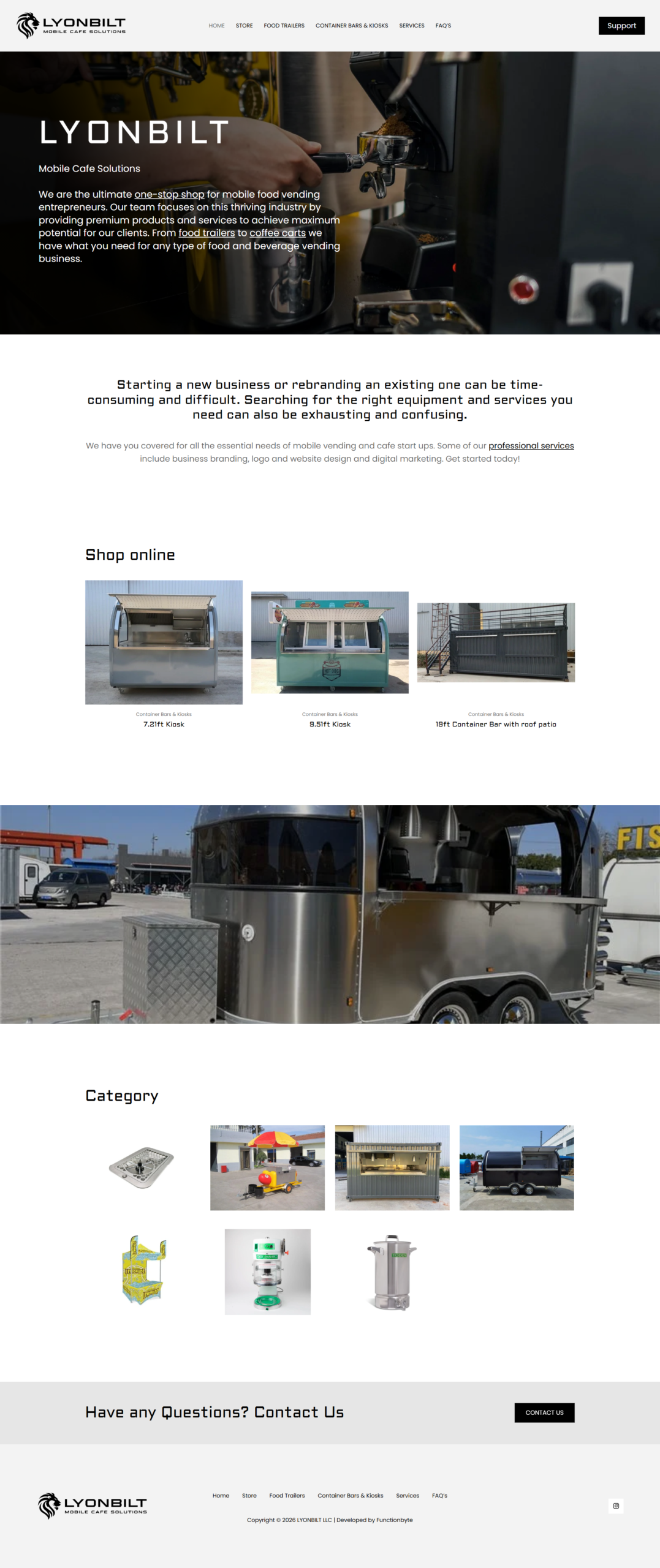 Lyonbilt – Mobile Cafe & Food Vending Website