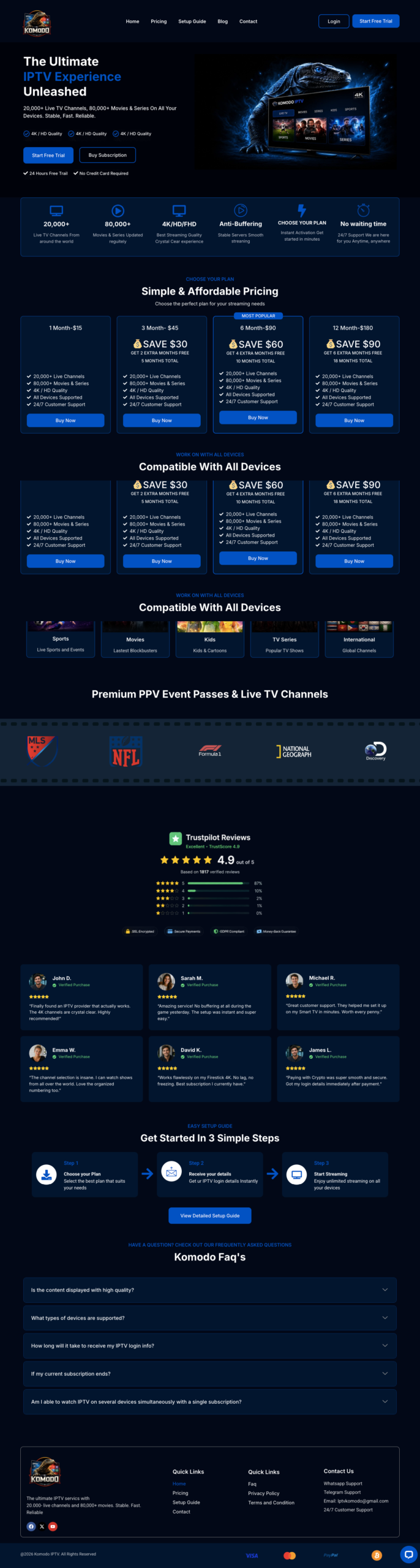 Komodoiptv – IPTV Streaming Service Website